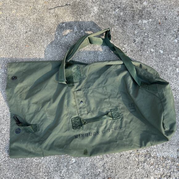 US Military OD Green Duffle Rucksack Bag Heavy Army Backpack Straps - Picture 1 of 7
